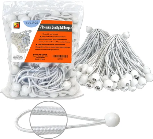 Miniatura 12 de Wellmax - Paquete de 100 cuerdas elásticas de bolas de 6 pulgadas – Resistentes, versátiles y construidas para durar, ideales para camping, amarres