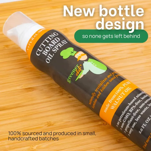 Miniatura 6 de GREENER CHEF Tabla de cortar de madera italiana de calidad alimentaria de alta calidad, aceite en aerosol y bloque de carnicero, 100% aceite de nuez