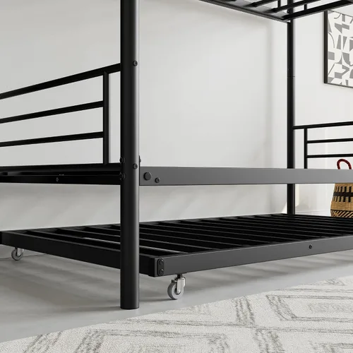 Miniatura 9 de Bellemave Litera de metal con nido, litera individual sobre individual con barandilla y escalera para niños/adolescentes, adultos, no necesita negro