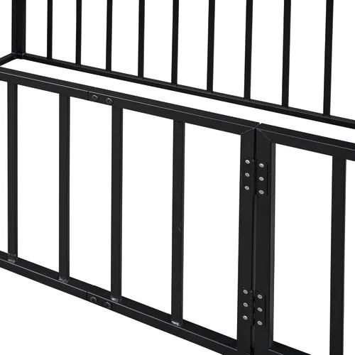 Miniatura 8 de VilroCaz Playfun - Cama de suelo tamaño individual con valla que se puede abrir, cama Montessori de metal con diseño de plataforma para niños