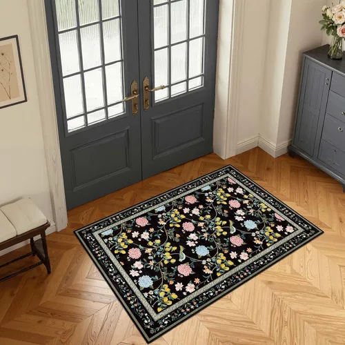 Miniatura 20 de Jinchan Alfombra Floral de Pasillo, 2x5, Alfombras Antideslizantes Lavables a Máquina, Alfombra Suave de Pelo Bajo para Pasillo, Resistente a