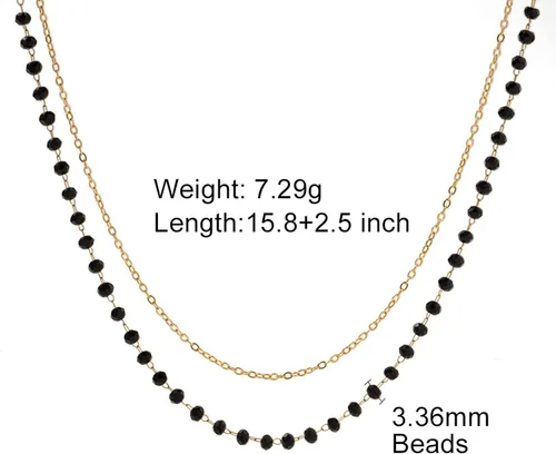 Miniatura 6 de CANDYFANCY Collar delicado para mujer, chapado en oro de 18 quilates, collar en capas de acero inoxidable con cuentas de circonita cúbica