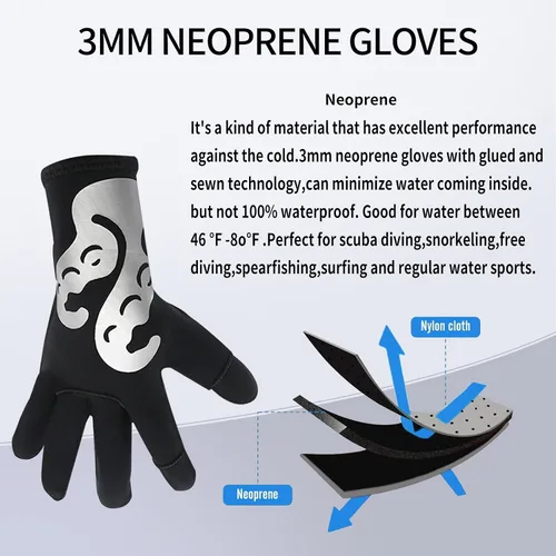Miniatura 2 de nitescuba Dive Gloves, 3mm Neoprene Finger Exposed Wetsuit Gloves for Scuba Diving Snorkeling Surfing Fishing
