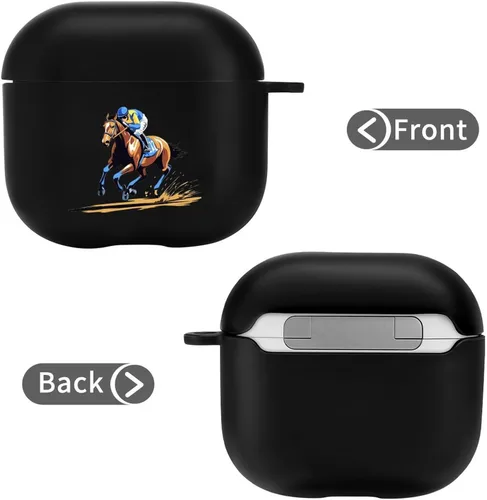 Miniatura 8 de Horse Racing - Funda suave compatible con AirPods 4 con hebilla colgante de carga LED visible