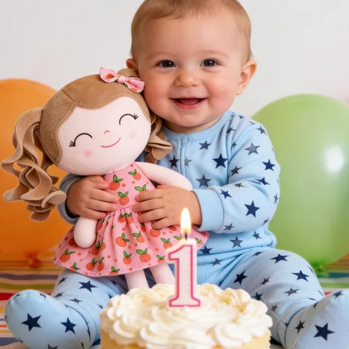 Miniatura 6 de Gloveleya Muñeca Baby Dolls Soft Rag Doll Baby Girl Regalos Curly Spring Girl - Naranja 9 pulgadas