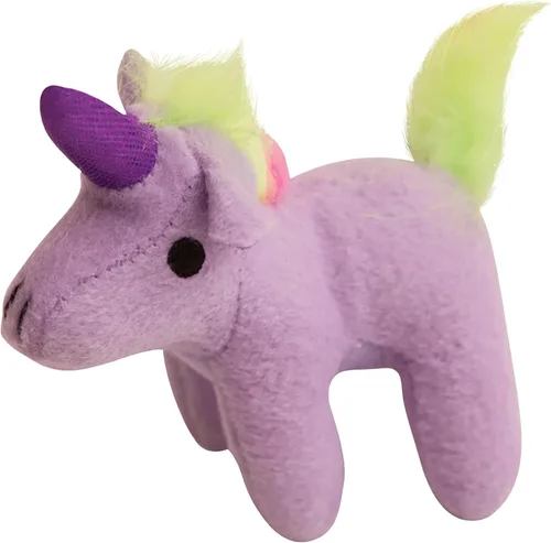 Miniatura 8 de Snugarooz - Juguete para perro con parche de reparación – Arco iris de peluche interactivo con 3 unicornios chirriantes – Diseñado para un juego