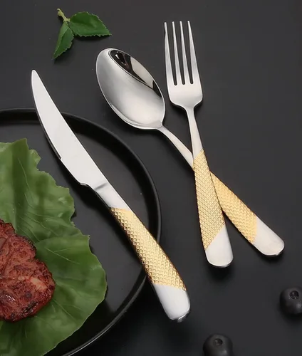 Miniatura 3 de Juego de cubiertos martillados para 16 cubiertos duraderos de acero inoxidable 18 10, 64 piezas de cubiertos delicados, tenedores y cucharas, juego