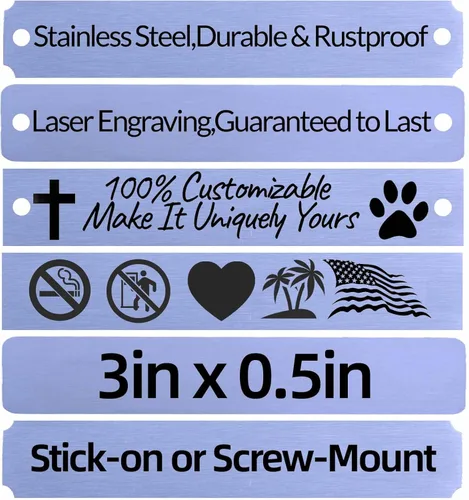 Miniatura 16 de Placa de identificación de metal grabada personalizada, placa de nombre personalizada, placas de grabado láser personalizadas de metal cepillado
