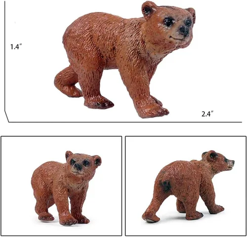 Miniatura 7 de UANDME Grizzly Bear - Juego de figuras familiares de oso de bosque de plástico para aprendizaje de ciencias de la naturaleza, suministros de fiesta