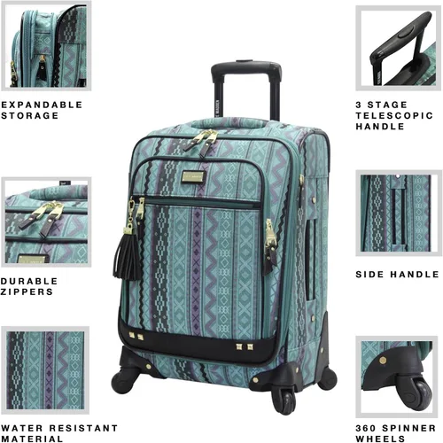 Miniatura 2 de Steve Madden Colección de equipajes de diseñador, 3 piezas Softside expansible ligero, juego de viaje incluye bolsa debajo del asiento, 20 pulgadas
