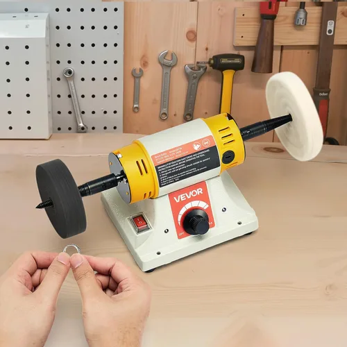 Miniatura 8 de VEVOR Pulidora de Banco, Pulidora de 1/2HP, Pulidora con Velocidad de 0 a 8000RPM con 4" Rueda de Tela, 3" Rueda de Molienda y 3" Rueda de Fibra