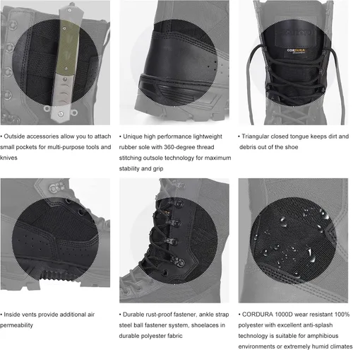 Miniatura 4 de SAILOFO Botas militares para hombre, botas tácticas ligeras, botas de caza de selva para senderismo