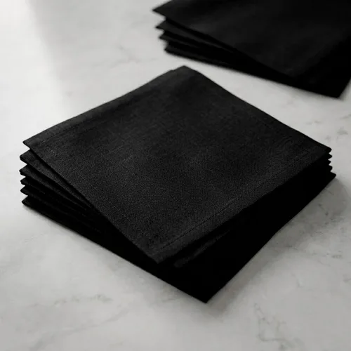 Miniatura 2 de Solino Home Servilletas de cóctel de lino negro de 6 x 6 pulgadas, juego de 12 servilletas de tela de lino 100% puro, suave, duradero, lavable, paño