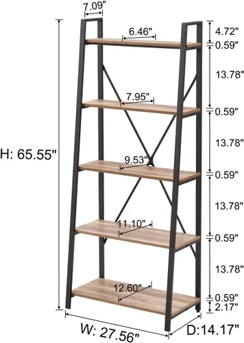 Miniatura 3 de BON AUGURE Estantería industrial de 5 niveles y armario pequeño de barra de licor para el hogar, juego de muebles de madera y metal para sala
