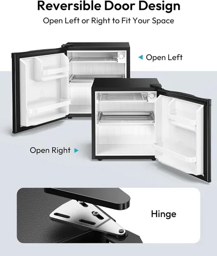 Miniatura 6 de EUHOMY Mini refrigerador de 1.7 pies cúbicos, refrigerador compacto reversible de una sola puerta, termostato ajustable, ahorro de energía, mini