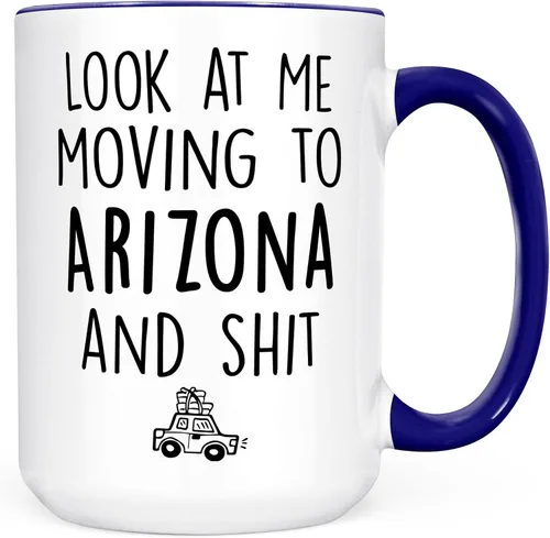Miniatura 17 de Sweet & Salty Taza con texto en inglés «Look at Me Moving to Arizona», regalos para alguien que se muda fuera del estado, «Welcome Farewell Goodbye