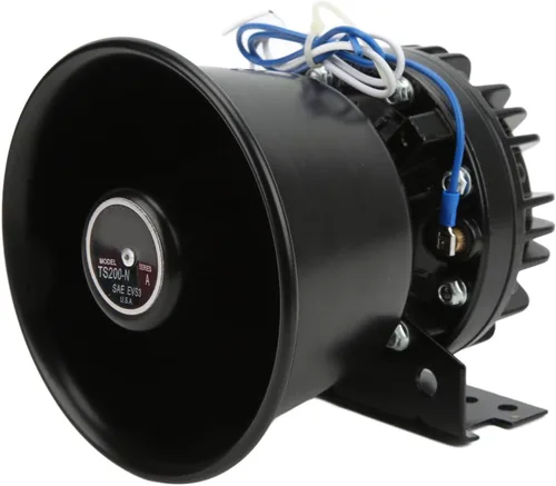 FOUF Bocina de sirena de coche, alarma de advertencia de automóvil, sirena de policía de automóvil, altavoz de cono redondo negro de metal, sirena