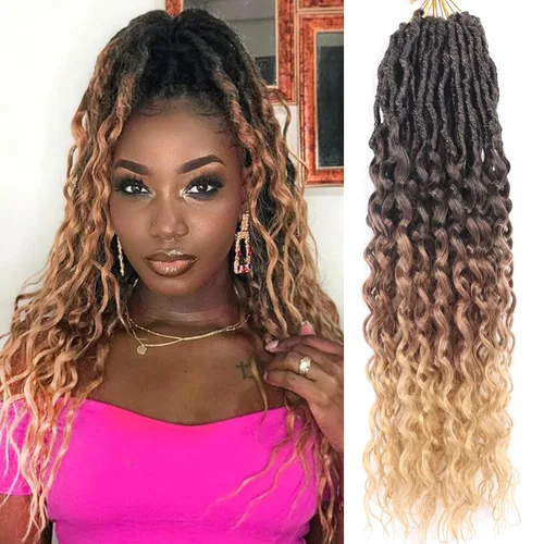 Miniatura 11 de Cabello de ganchillo para mujeres negras Goddess Locs de 14 pulgadas 8 paquetes 613 Locs falsos suaves preenganchados trenzas de ganchillo cabello