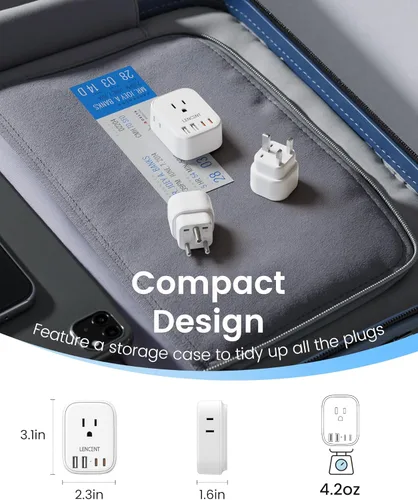 Miniatura 5 de LENCENT Kit adaptador de viaje universal tipo C y tipo D G, adaptador de enchufe internacional para Europa Reino Unido Maldivas Italia Irlanda