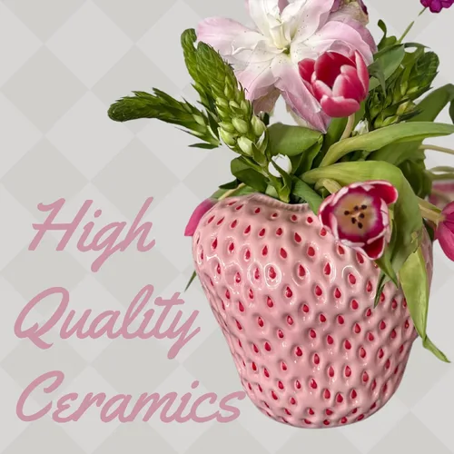 Miniatura 5 de PeachiiPitt - Florero de fresa rosa, jarrón único para decoración estética, decoraciones de fresa para cocina, estantería y centro de mesa auxiliar