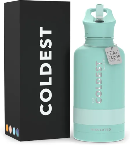 Miniatura 136 de Coldest - Botella para agua con tapa que incluye pajilla, térmica y metálica (acero inoxidable), para hombres y mujeres, color morado
