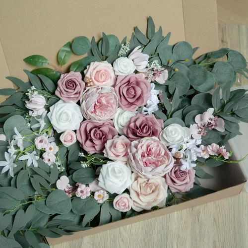Miniatura 3 de ponatia Pequeños Ramos de Flores de Arco de Boda (Paquete de 2), Flores Artificiales Rosa Polvo para Señales de Bienvenida de Boda, Decoraciones