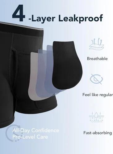 Miniatura 3 de Ropa interior lavable para incontinencia para hombre, calzoncillos bóxer de algodón, 3.4 fl oz de absorción, ropa interior a prueba de fugas