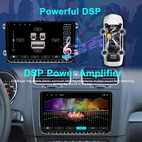 Miniatura 6 de Estéreo de coche para Volkswagen Jetta Passat Golf Beetle Tiguan Seat Skoda 9 pulgadas QLED pantalla táctil radio de coche con Carplay Android Auto