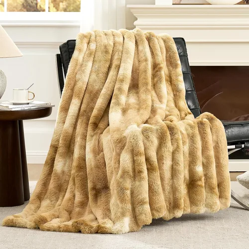 Miniatura 29 de Cozy Bliss - Manta decorativa de piel sintética, de jacquard, mullida, afelpada, suave, gruesa y de verano, para sofá, sala de estar y dormitorio
