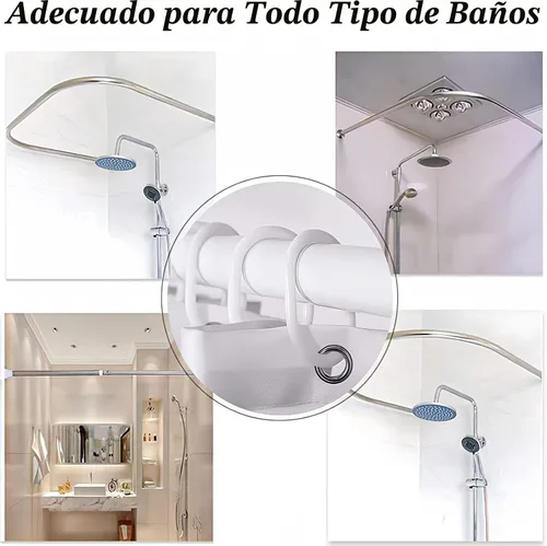 Miniatura 7 de Juego de cortinas de ducha familiares AZHM Negro para baño con cortina de ducha y alfombras y accesorios Decoración de baño con cortina y 12 ganchos