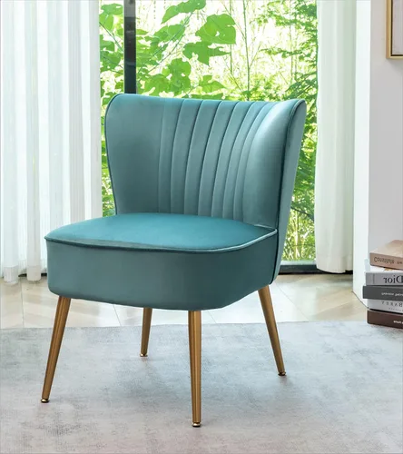Miniatura 18 de Container Furniture Direct Silla moderna de terciopelo para sala de estar, dormitorio o entrada, diseño elegante y cómodo sin brazos con patas