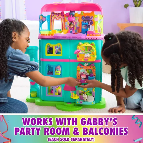 Miniatura 6 de DREAMWORKS GABBY'S DOLLHOUSE, Casa de muñecas de celebración de 14 piezas, 25 pulgadas de alto, con figuras de juguete, muebles de casa de muñecas