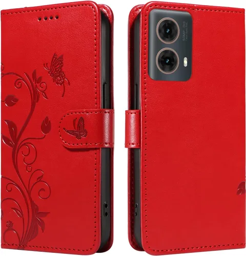 Miniatura 108 de Funda para Motorola Moto E22/E22i, piel sintética, con tarjetero y correa para la muñeca, a prueba de golpes, funda magnética para Motorola Moto Rojo