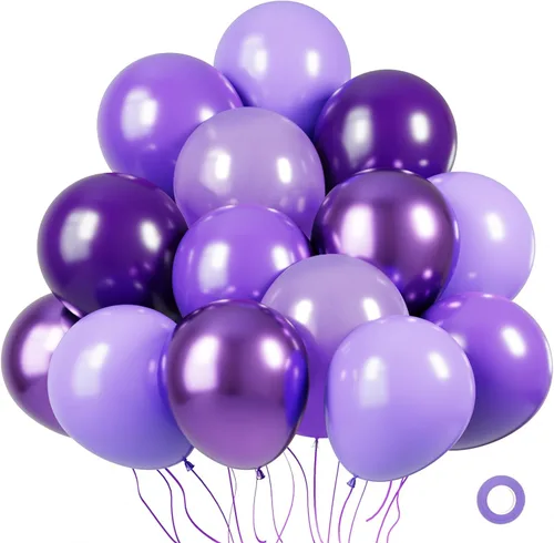 Miniatura 10 de KBZVNAF Globos de látex negro, azul y plateado, paquete de 60 globos de fiesta de 12 pulgadas, azul real, negro, azul metálico, plateado
