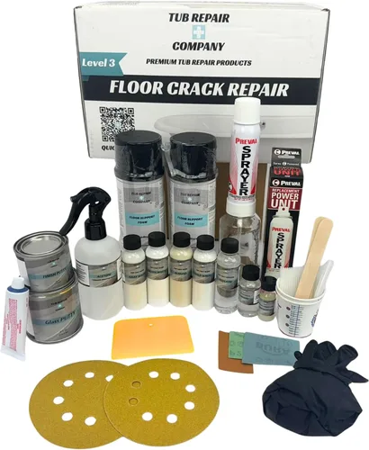 Kit de reparación de bañera para grietas en el piso con color a juego, kit de reparación de fibra de vidrio resistente, reparaciones sin costuras