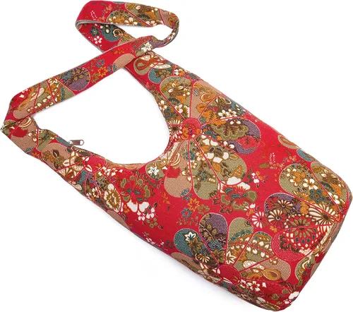 Miniatura 218 de Bolsa de hombro para mujer, de lona en estilo hippie/bohemio para llevar cruzada al hombro, disponible en diferentes colores y estampados