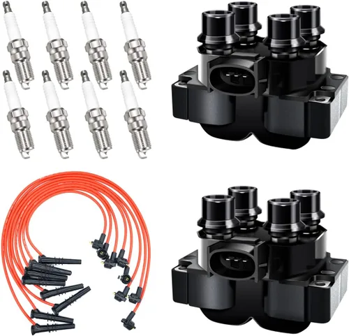 Miniatura 7 de MAS Juego de 2 bobinas de encendido y 8 bujías de iridio SP432 compatibles con Ford 1997 1998 1999 F-150 Expedition 1996 1997 Crown Victoria Grand