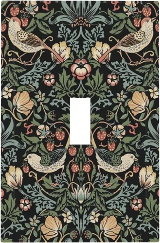 Morris Vintage Birds Botanical 1 Gang Single Toggle Outlet Plate Decorativo Duplex Wall Plate Covers Receptáculo eléctrico Interruptor de luz Morris