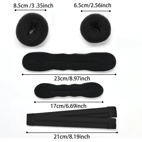 Miniatura 2 de Juego de 31 piezas para hacer moños para el cabello, juego de accesorios de peinado más completo (negro)