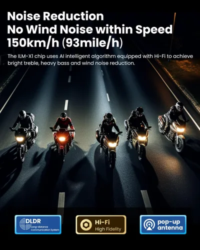 Miniatura 7 de ILM Casco de motocicleta de cara completa DOT ECE Powersports (negro mate, XL) y auriculares Bluetooth con sistema de alta fidelidad