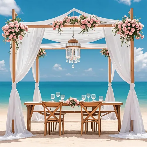 Miniatura 10 de FOTSHARER Cortinas de techo azul bebé para boda, 2 paneles de 5 x 20 pies, gasa para arco de boda, cortinas de techo para telón de fondo, decoración