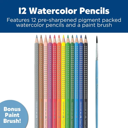 Miniatura 2 de Faber-Castell Grip Watercolor EcoPencils: 12 lápices de acuarela con pincel, juego de lápices de colores, suministros de arte para niños