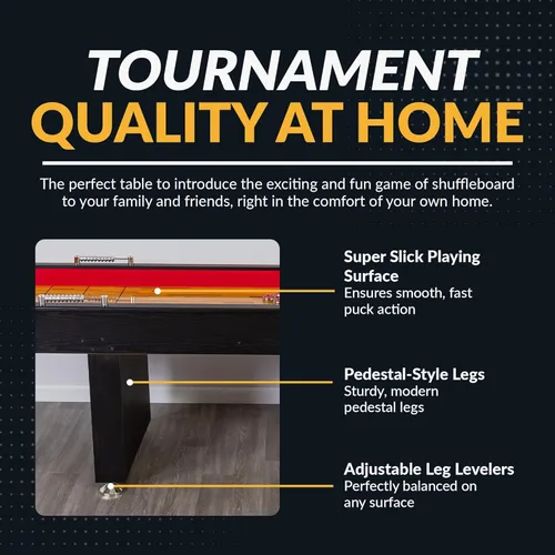 Miniatura 4 de Hathaway Avenger Mesa de Shuffleboard de 9 Pies para Sala de Juegos Familiar – Campo de Juego con Recubrimiento de Polímero, Anotador y Gabinete