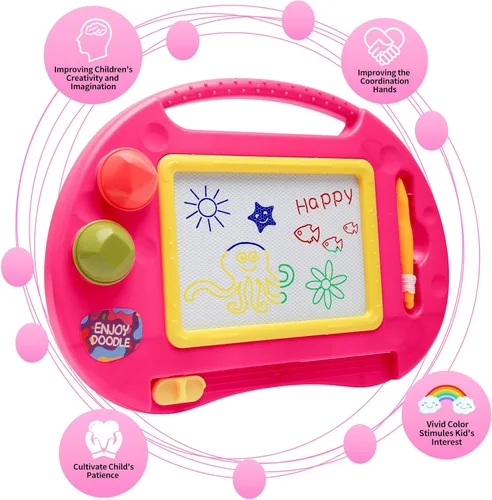 Miniatura 4 de Juguetes para niños pequeños, juguetes para niñas de 1 a 2 años, tablero de dibujo magnético, pizarra de garabatos borrable para niños, juguetes