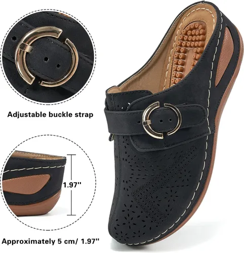 Miniatura 4 de Alicegana Zuecos casuales de verano para mujer, con soporte de arco, zapatos de cuña cómodos