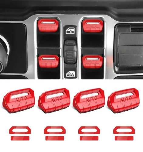 Miniatura 18 de Cubierta de botón de interruptor de ventana de metal para Jeep Wrangler JK JKU 2018 2017 2016 2015 2014 2013 2012 2011, accesorios para interiores