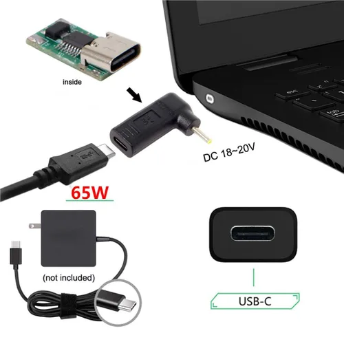Miniatura 3 de chenyang Adaptador convertidor de disparador de emulador USB C a DC 2.5x0.7MM PD 65W