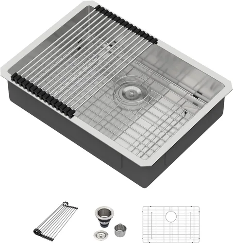 Miniatura 18 de Fregadero de Montaje Bajo de 13 Pulgadas - Beslend 13”x15”x9” Fregadero de Cocina de Acero Inoxidable de Montaje Bajo Calibre 16 Fregadero de Cocina
