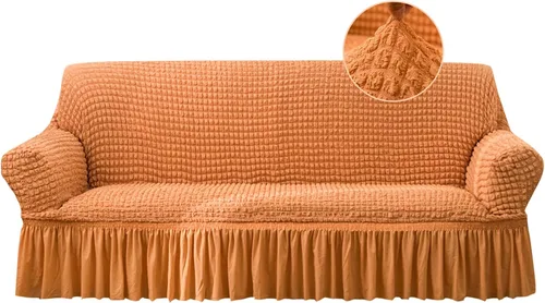 Miniatura 32 de Jeloris Funda Protectora Elástica para Sofá de Dos Plazas de Fácil Ajuste con Falda, Protector de Muebles Universal Duradero Lavable de Alta Beige