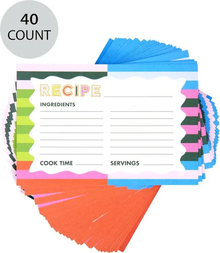 Miniatura 7 de C.R Gibson - Tarjetas de recetas de cocina de doble cara de 4 x 6 pulgadas, 40 unidades, rayas atrevidas